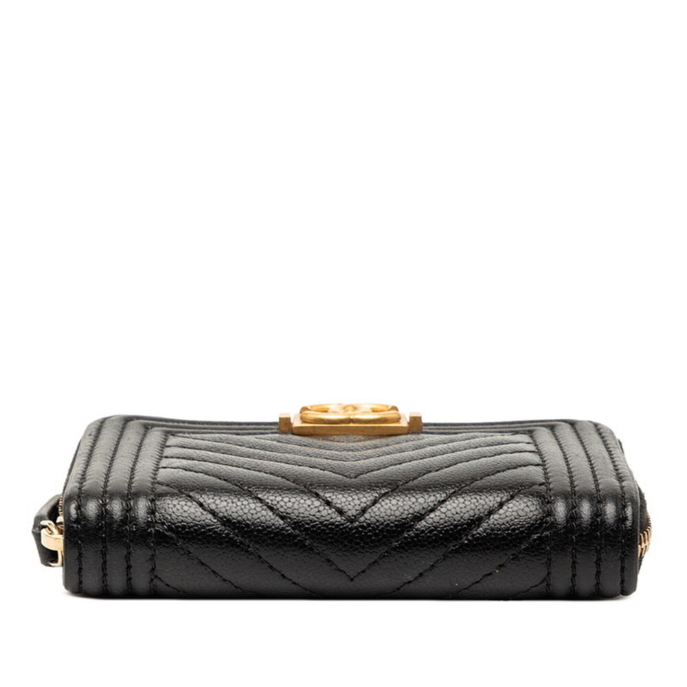 CHANEL Authentic Black Leather Logo Wallet - Picture 3 of 6